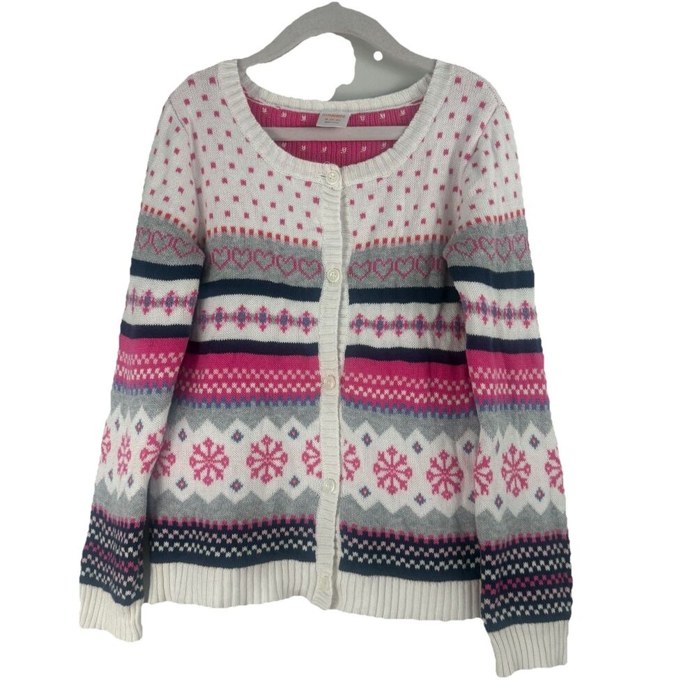 Gymboree Pink Snowflake Fair Isle Cardigan Sweater